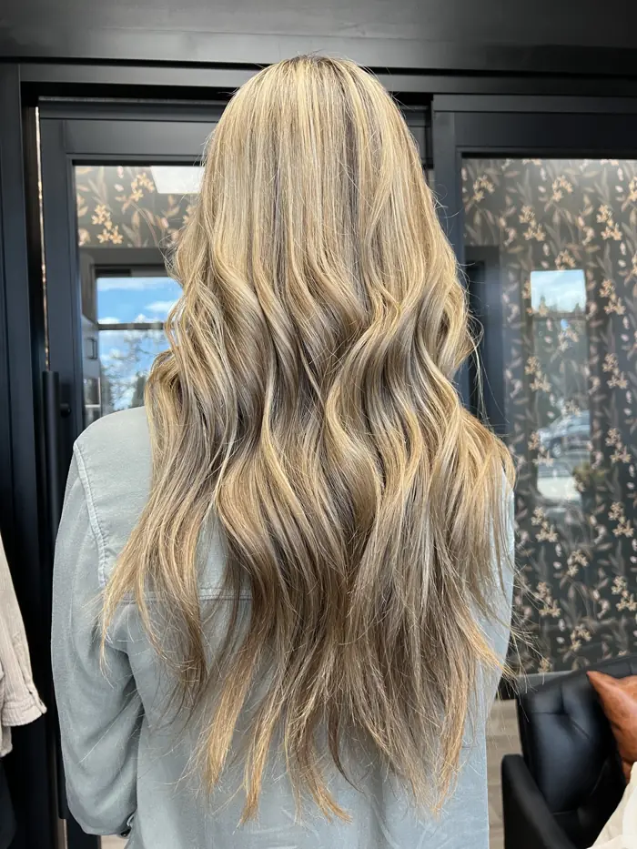 Smooth frizz-free blonde hair after a Brazilian Blowout, Clovis CA